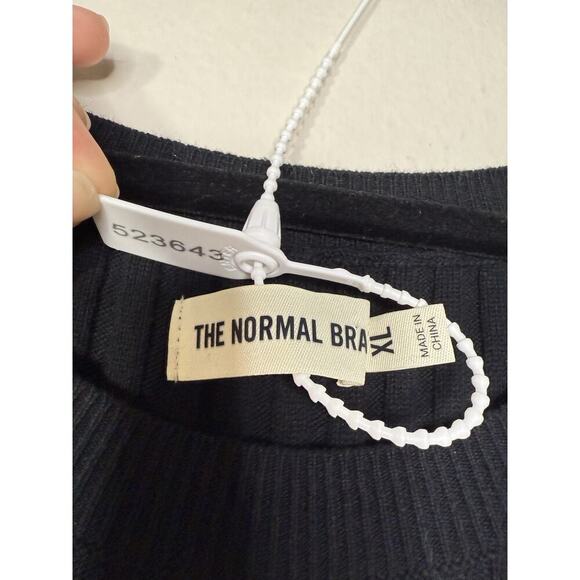 $150 The Normal Brand Rib Dress 100 Cotton Ava Black Maxi LongSleeve Bodycon XL - Picture 8 of 13